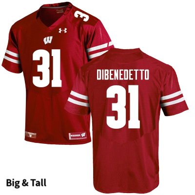 Men's Wisconsin Badgers NCAA #31 Jordan DiBenedetto Red Authentic Under Armour Big & Tall Stitched College Football Jersey GK31T01DL